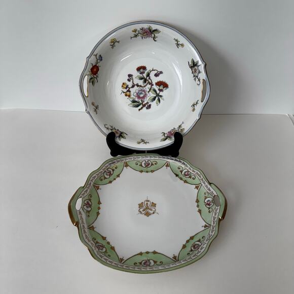 Nortitake Nippon Gold Trimmed Hand Painted 2-Handle Serving Tray & Bowl SET - Picture 9 of 14